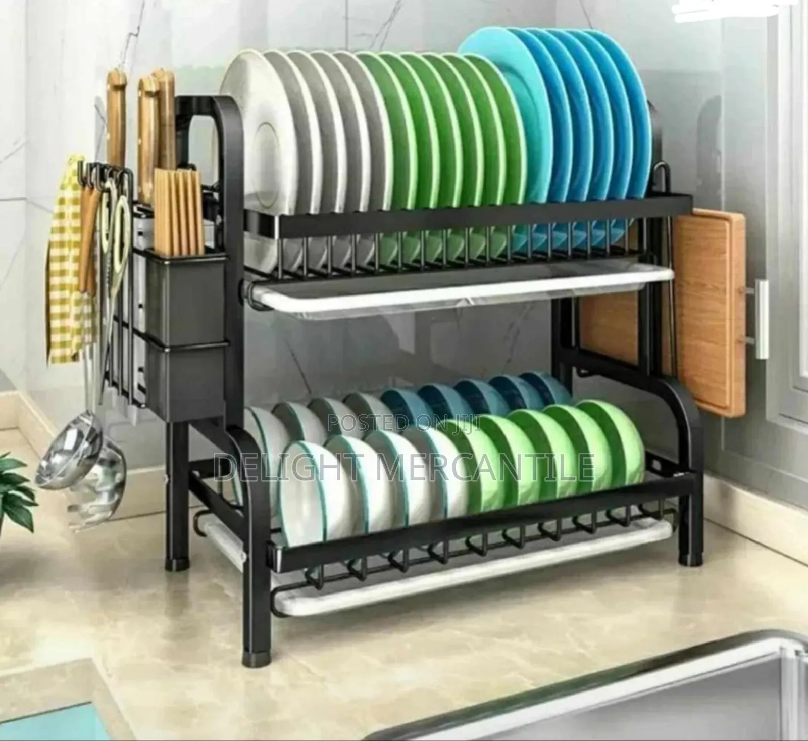 Double Layers Kitchen Dish Rack With Drainer