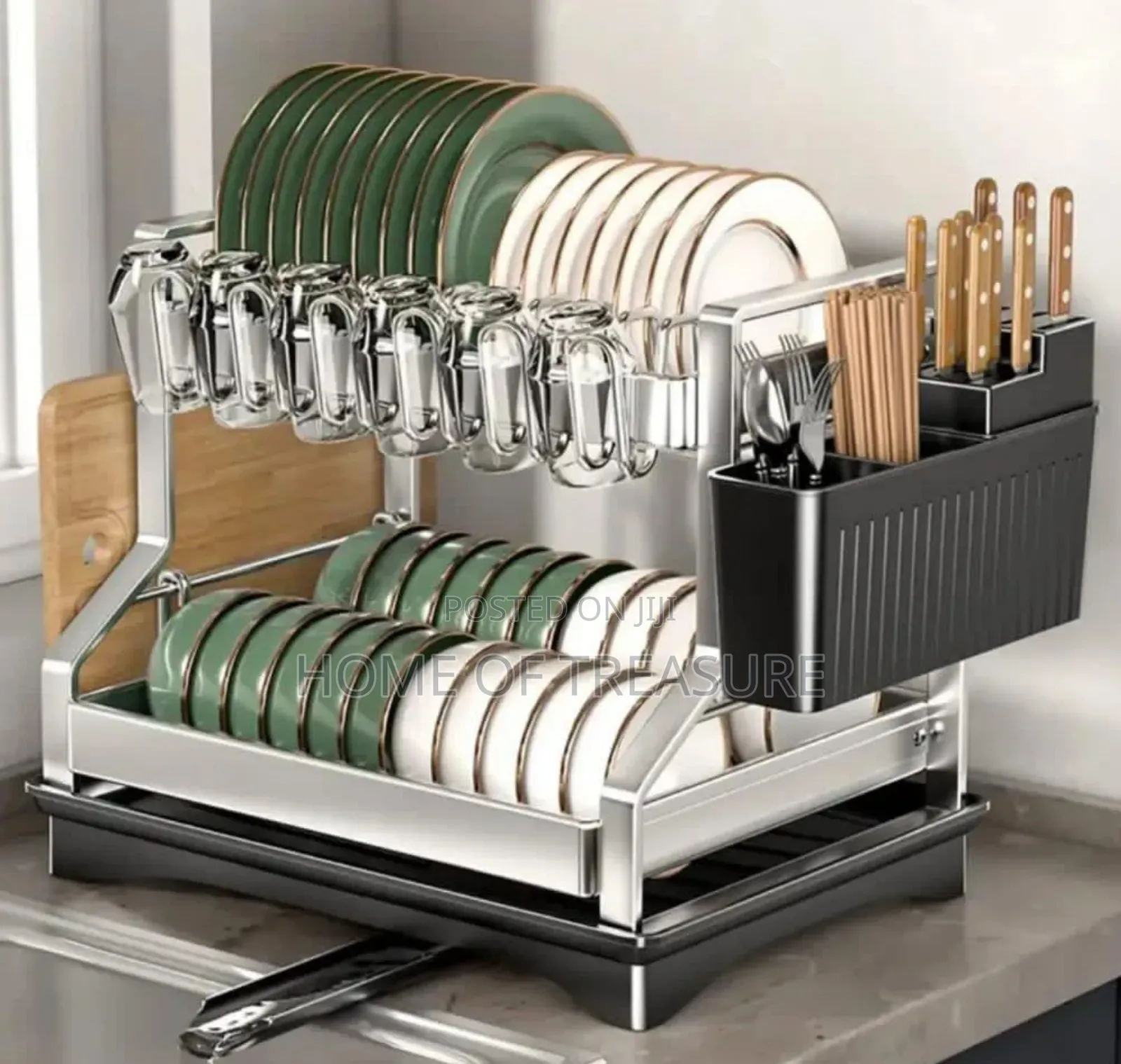 Two-Tier Stainless Steel Dish Drying Rack
