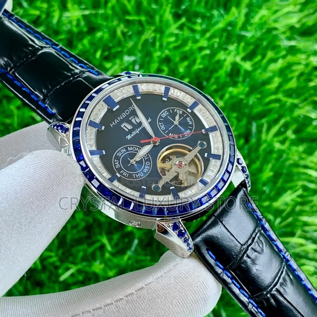 Hanboro Quality Luxury Men Genuine Leather Wristwatch