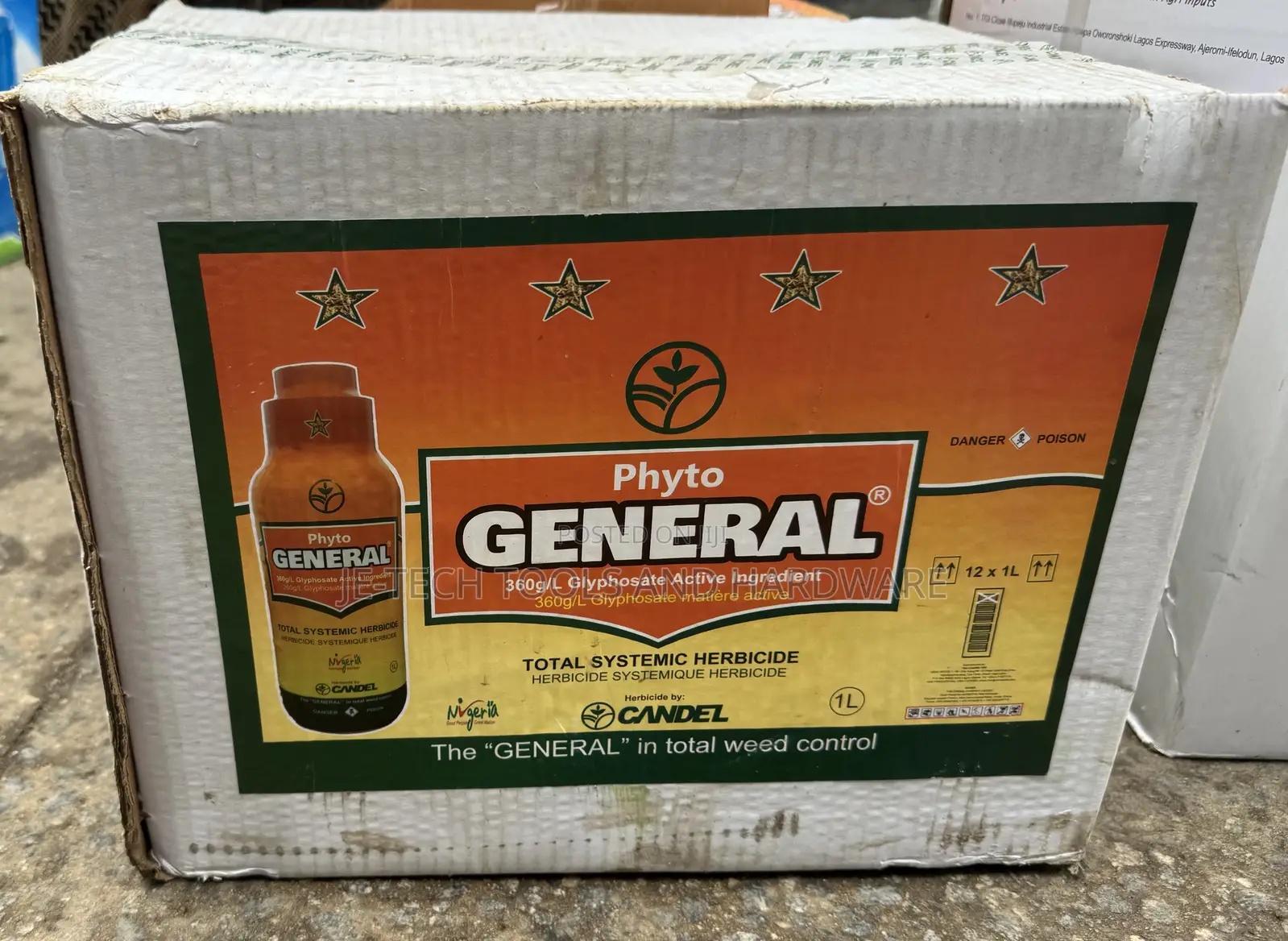 A Box of Phyto General Herbicide, a Total Systemic Herbicide
