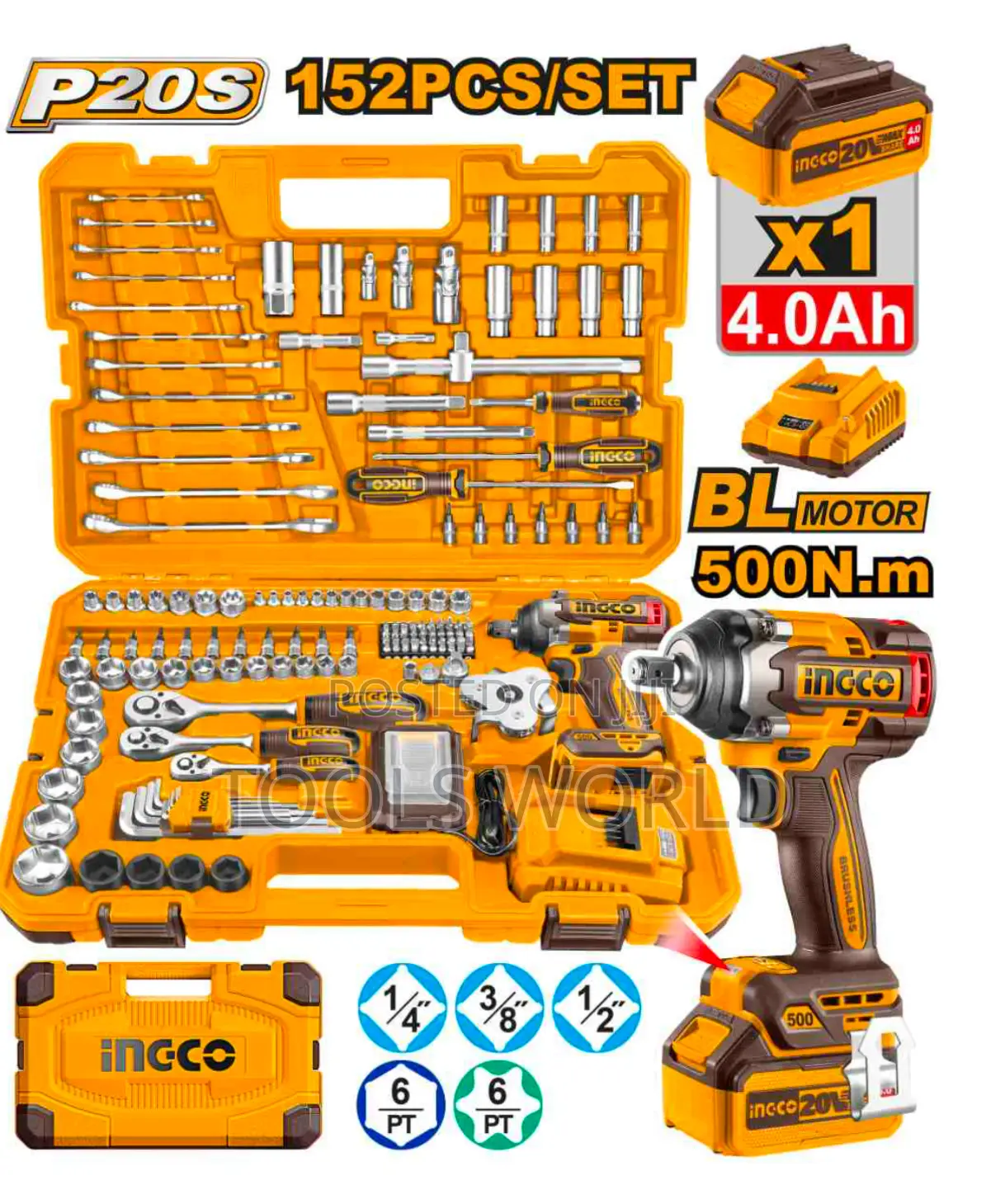 152 PCS 20v Cordless Impact Wrench Tool Set