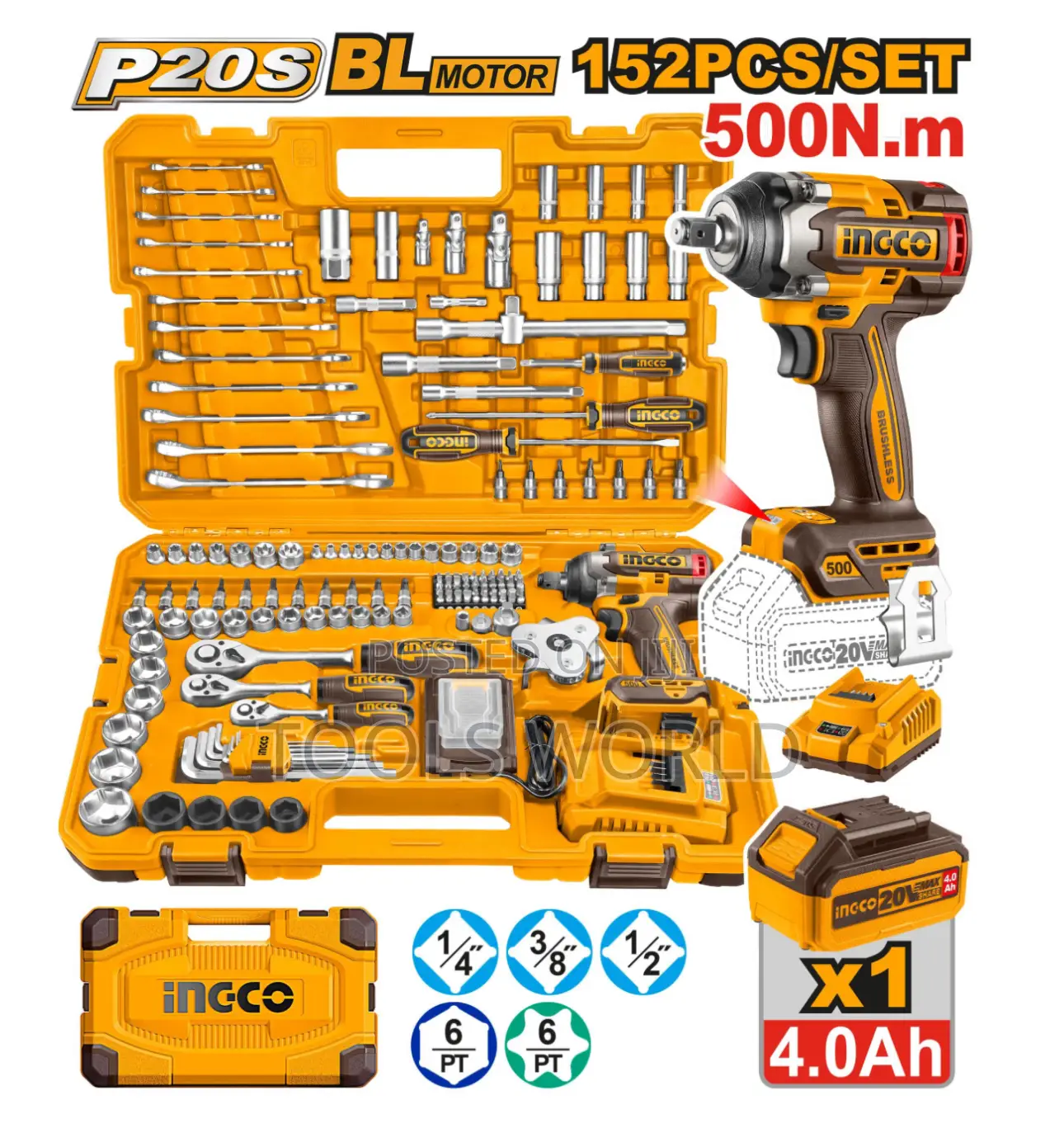 152 PCS 20v Cordless Impact Wrench Tool Set