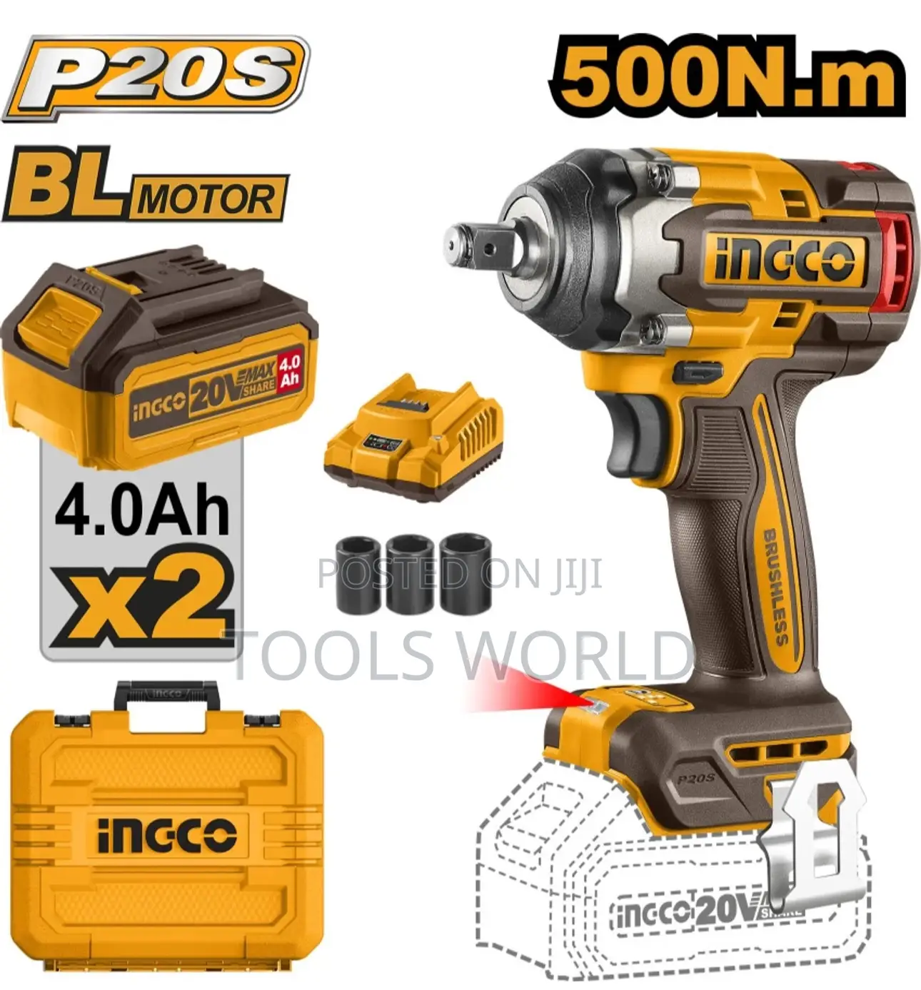 Ingco Ciwli2050 Cordless Impact Wrench (20v, 500nm)
