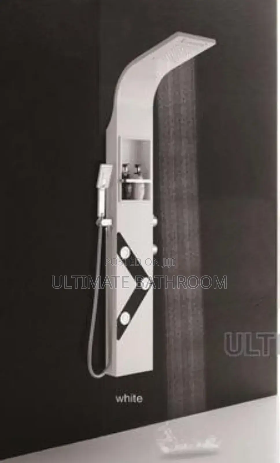 High Quality White Bathroom Power Shower With Led And Shelf