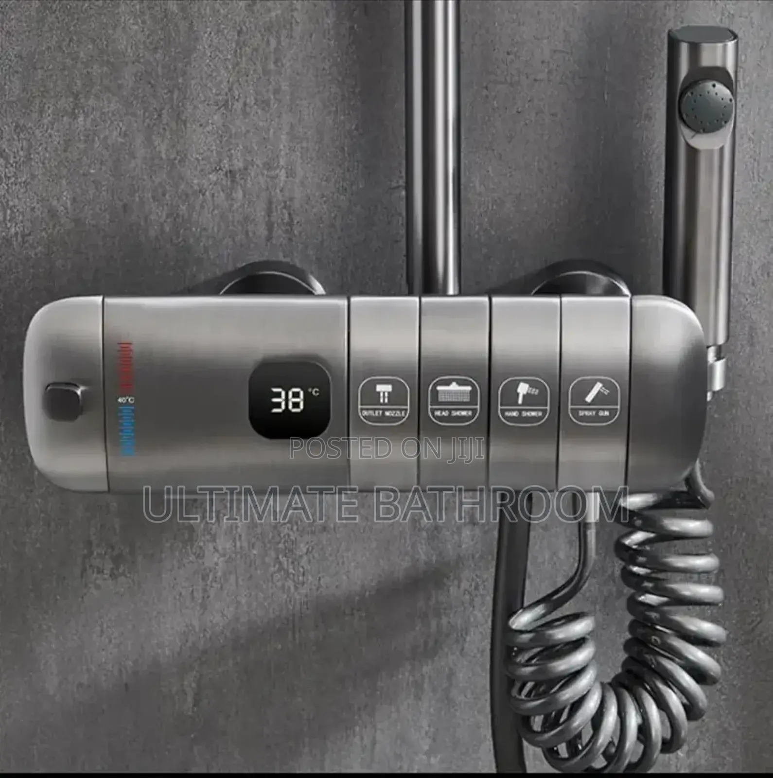 Grey Thermostatic Standing Shower Mixer