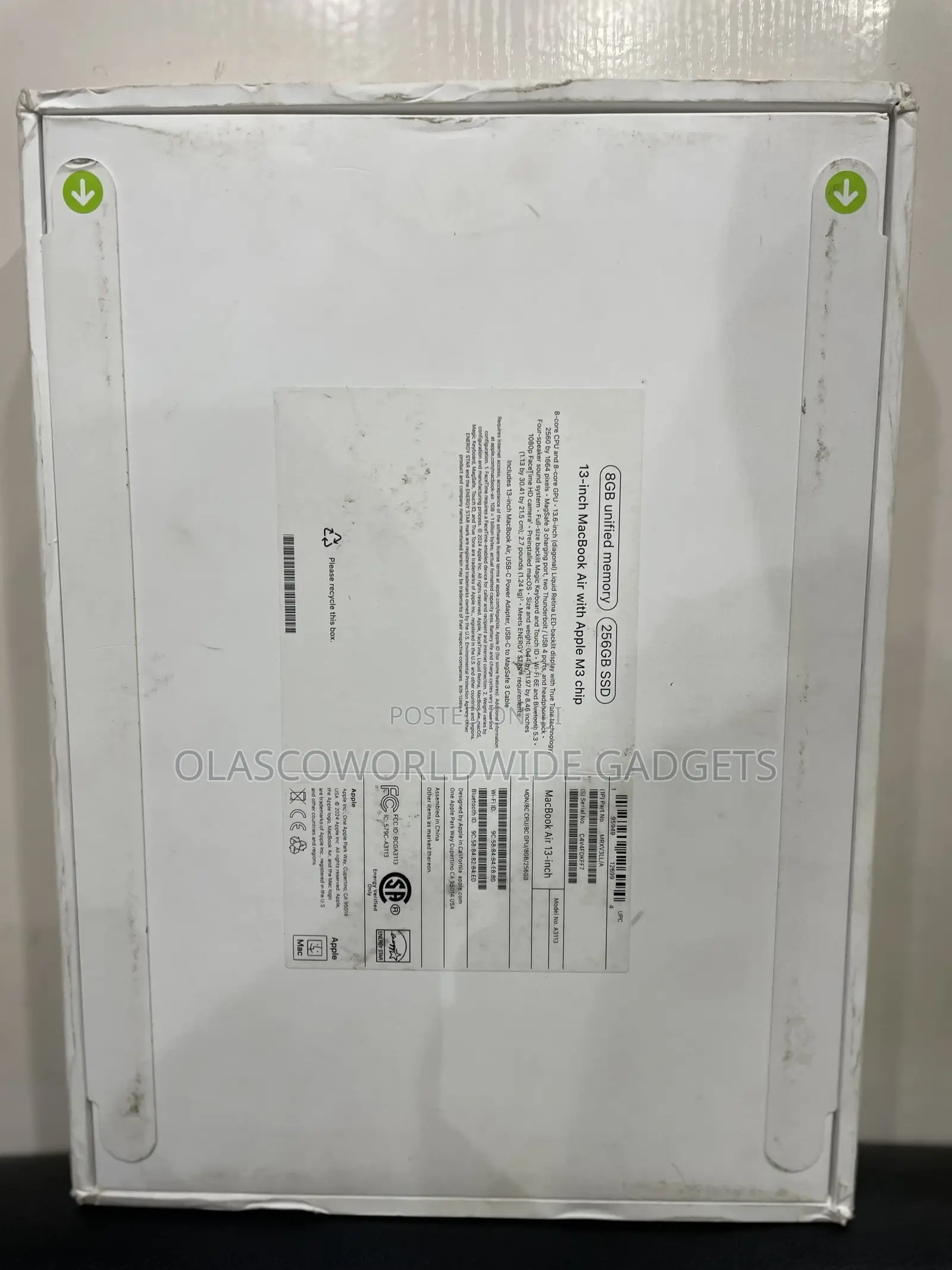 New Laptop Apple MacBook Air 2024 M3 13-inch 8GB Apple M3 SSD 256GB
