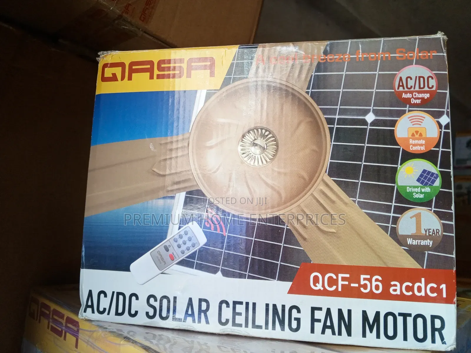 Qasa Solar Fan With Remote Control QCF-56 Acdc