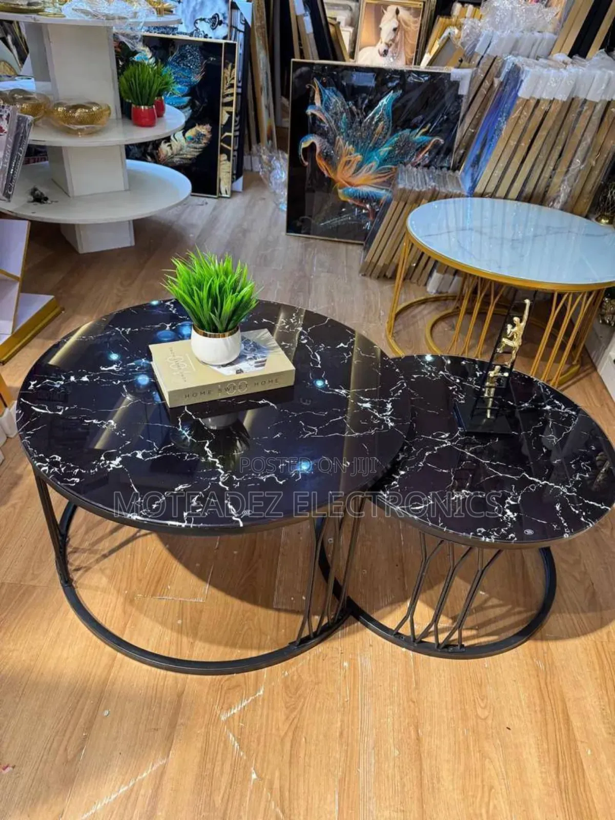 Exquisite 2in1 Marble Glass Top Round Nordic Centre Tables