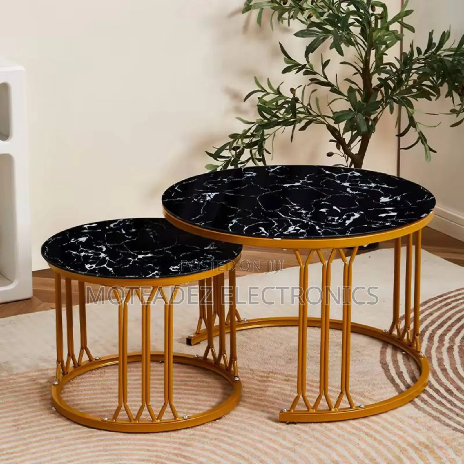 Exquisite 2in1 Marble Glass Top Round Nordic Centre Tables