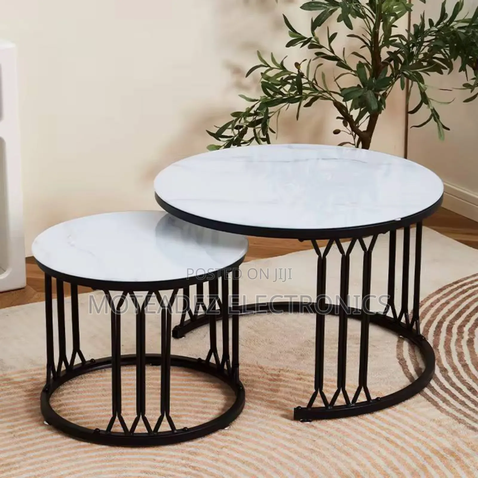 Exquisite 2in1 Marble Glass Top Round Nordic Centre Tables