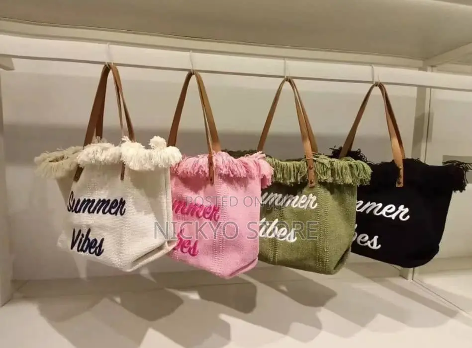 "Summer Vibes" Fringe Tote Bags