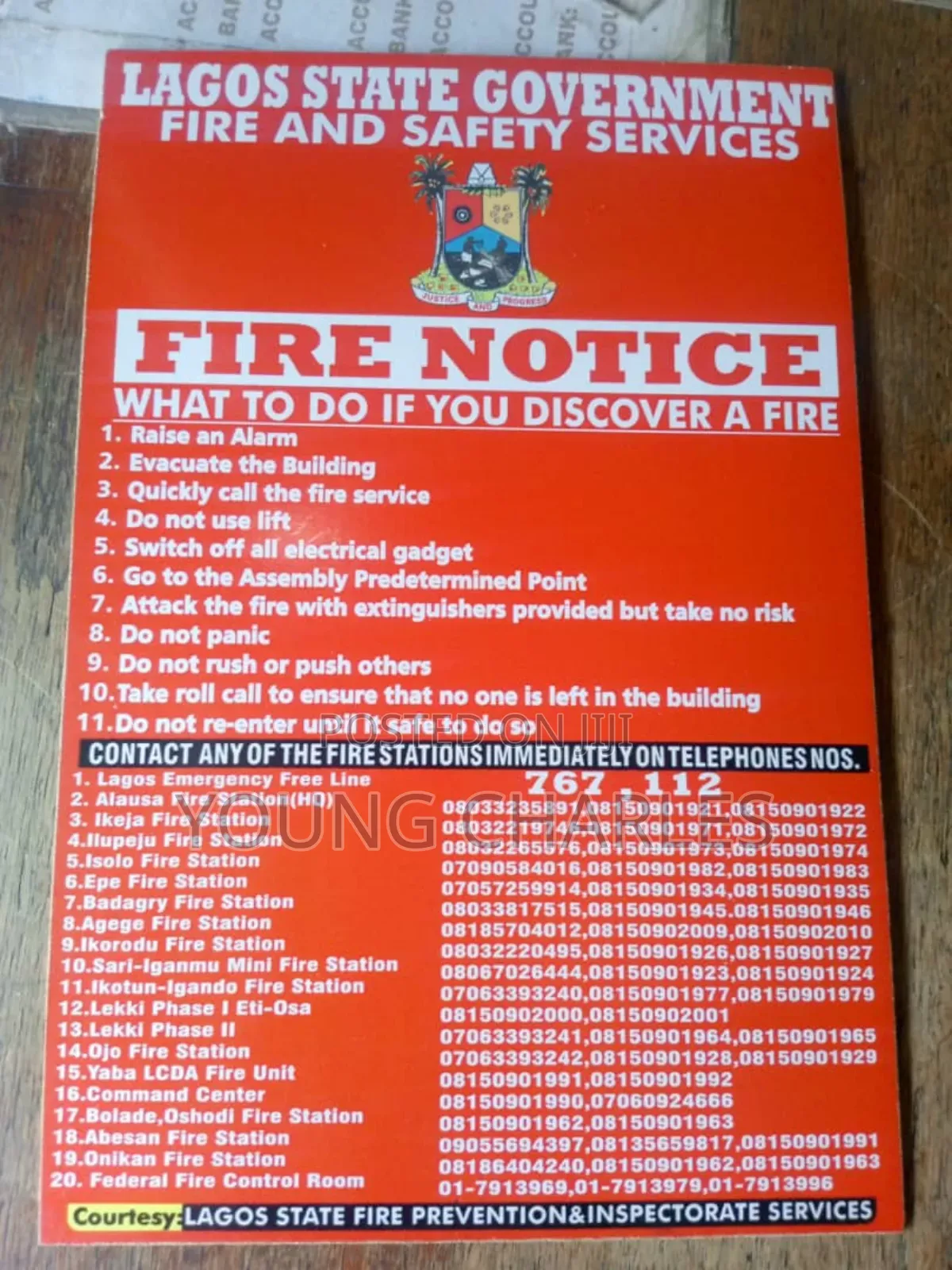 Lagos State Fire Notice