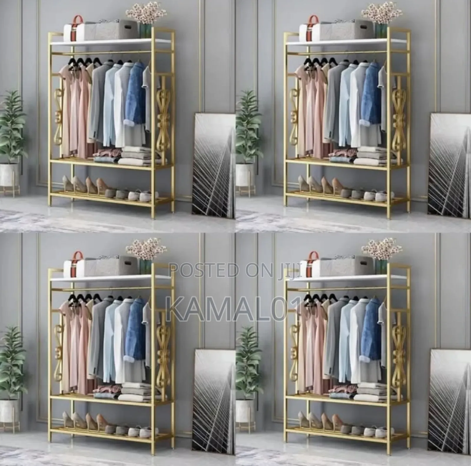 Metal Gold Clothing Racks for Boutiques