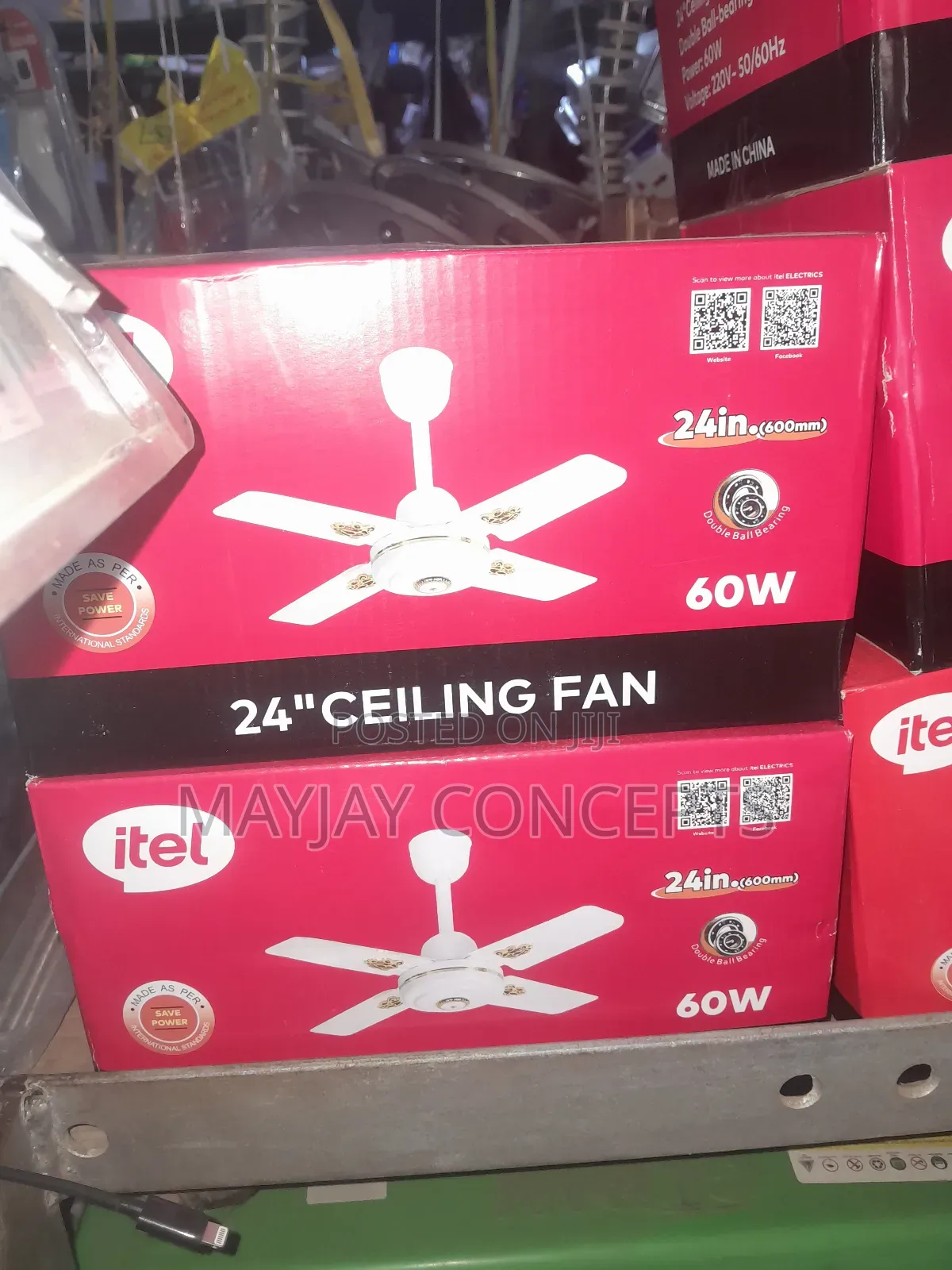 Itel 24-inch Electricity Ceiling Fan- Double Ball Bearing
