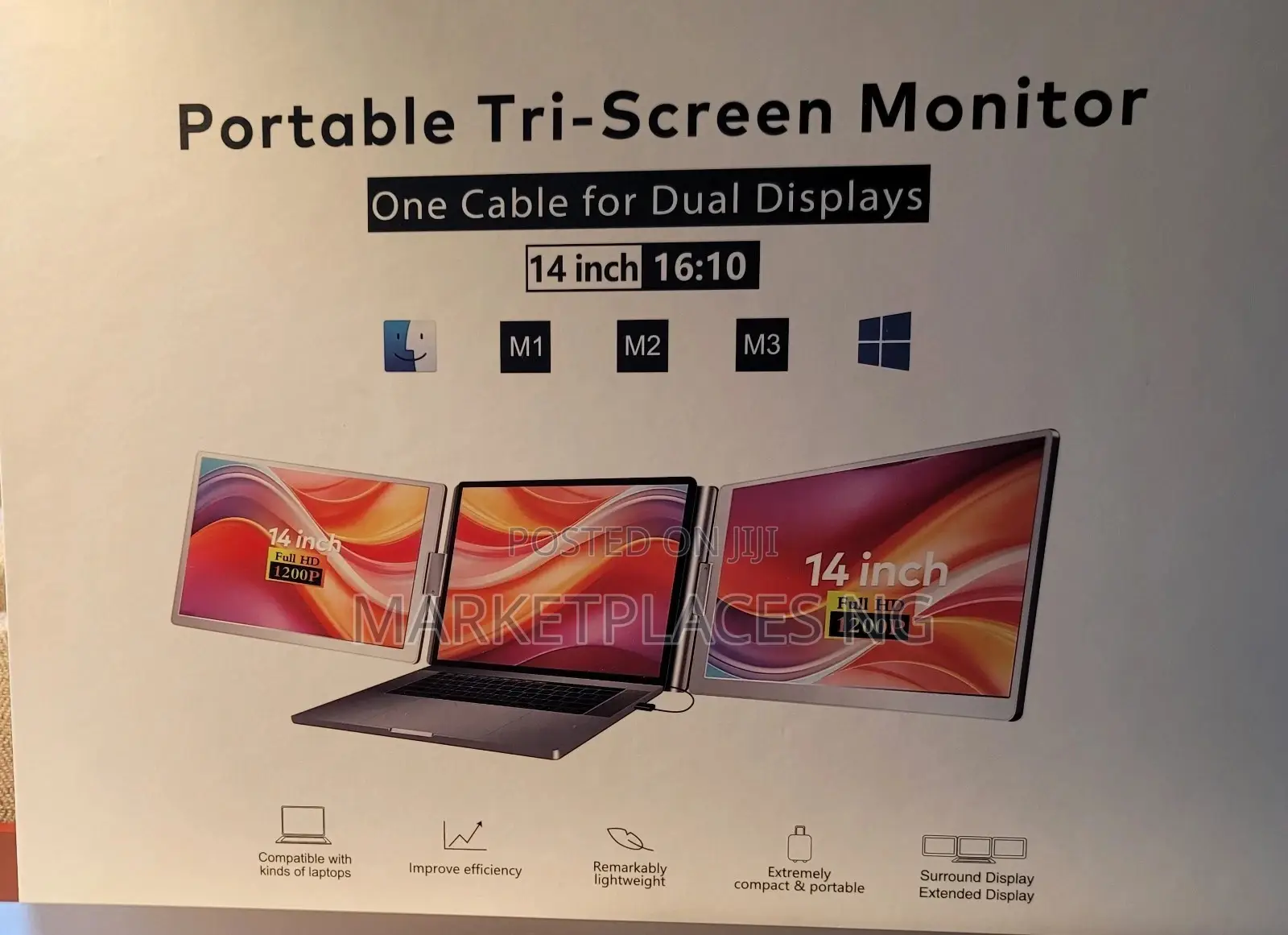 14" Triple Portable Laptop Monitor - S400 Screen Extender