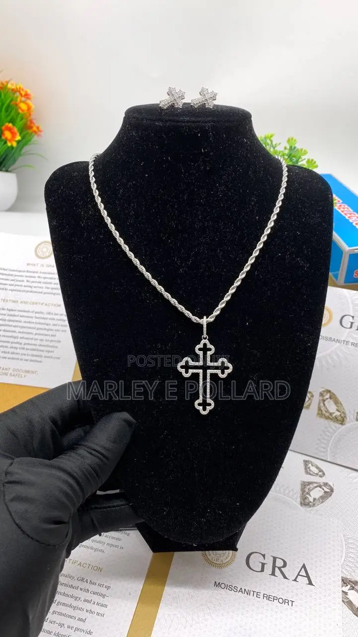 Moissanite Cross Pendant Chain
