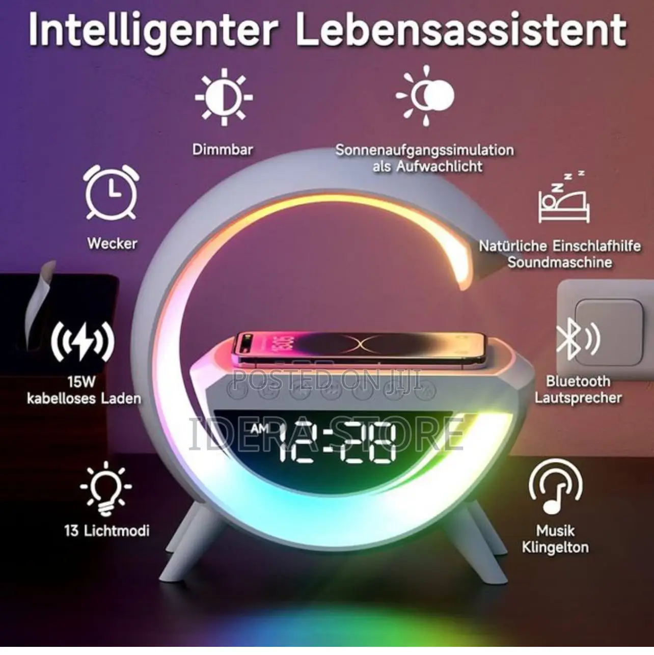 Led Wireless Charger Speaker With Alarm Clock