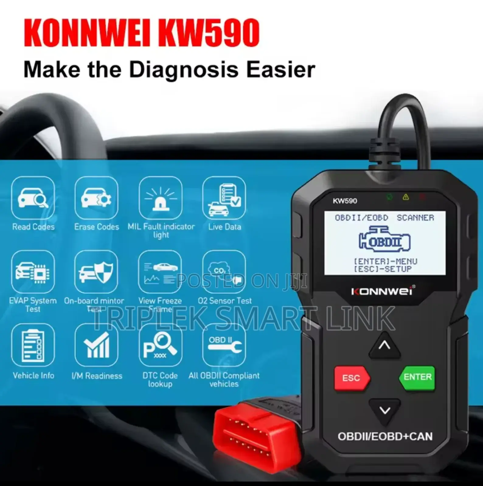 Konnwei Kw590 12v Car Auto Diagnosti Obd Ii Scan for All Car