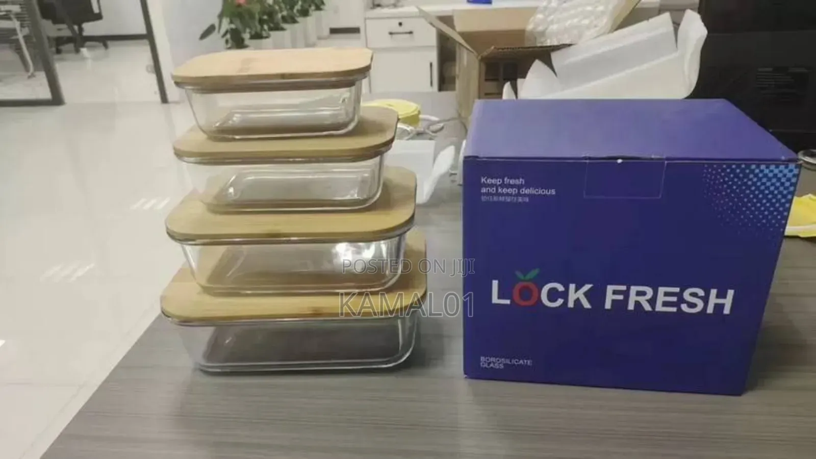 4pcs Lock Fresh Container With Bamboo Lid