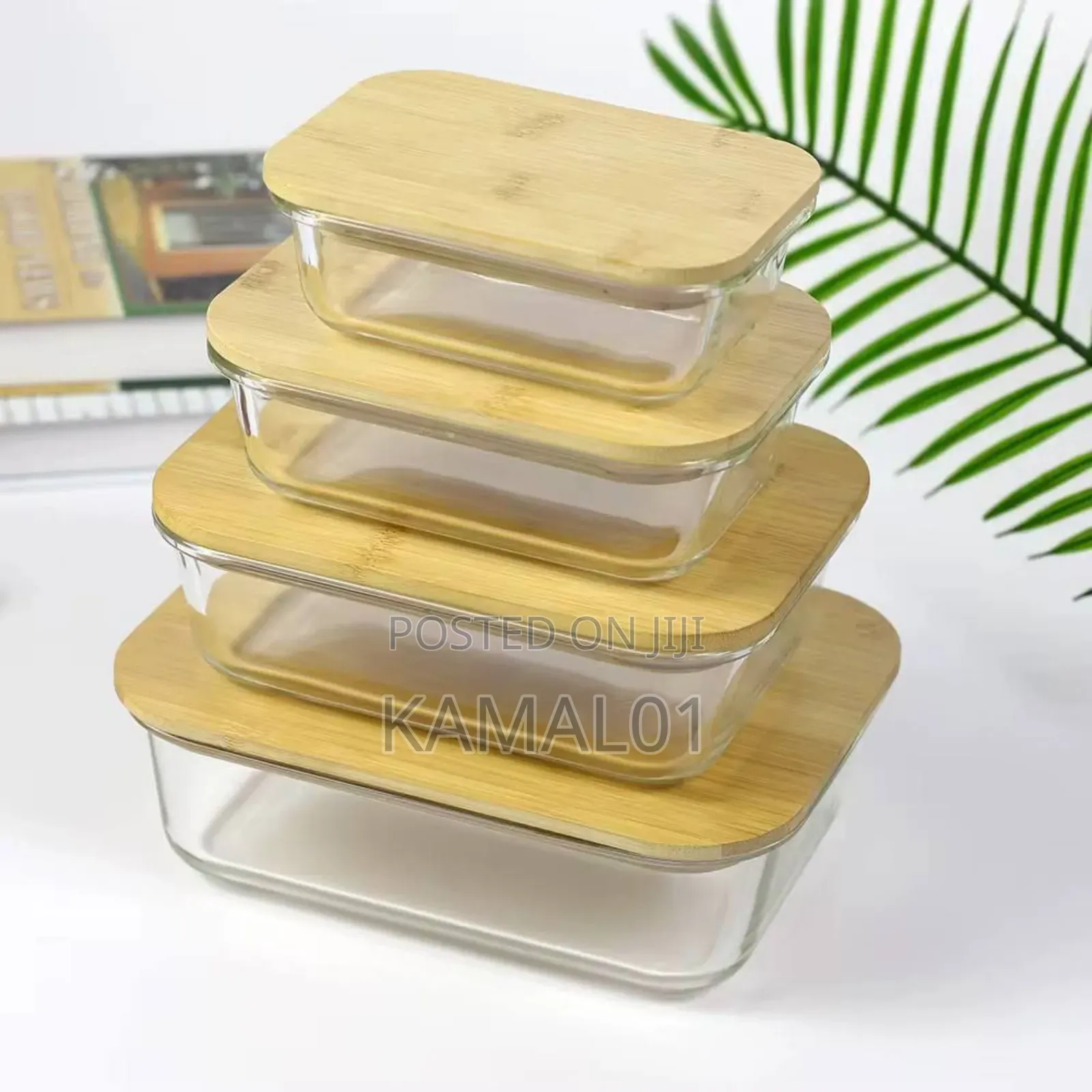 4pcs Lock Fresh Container With Bamboo Lid