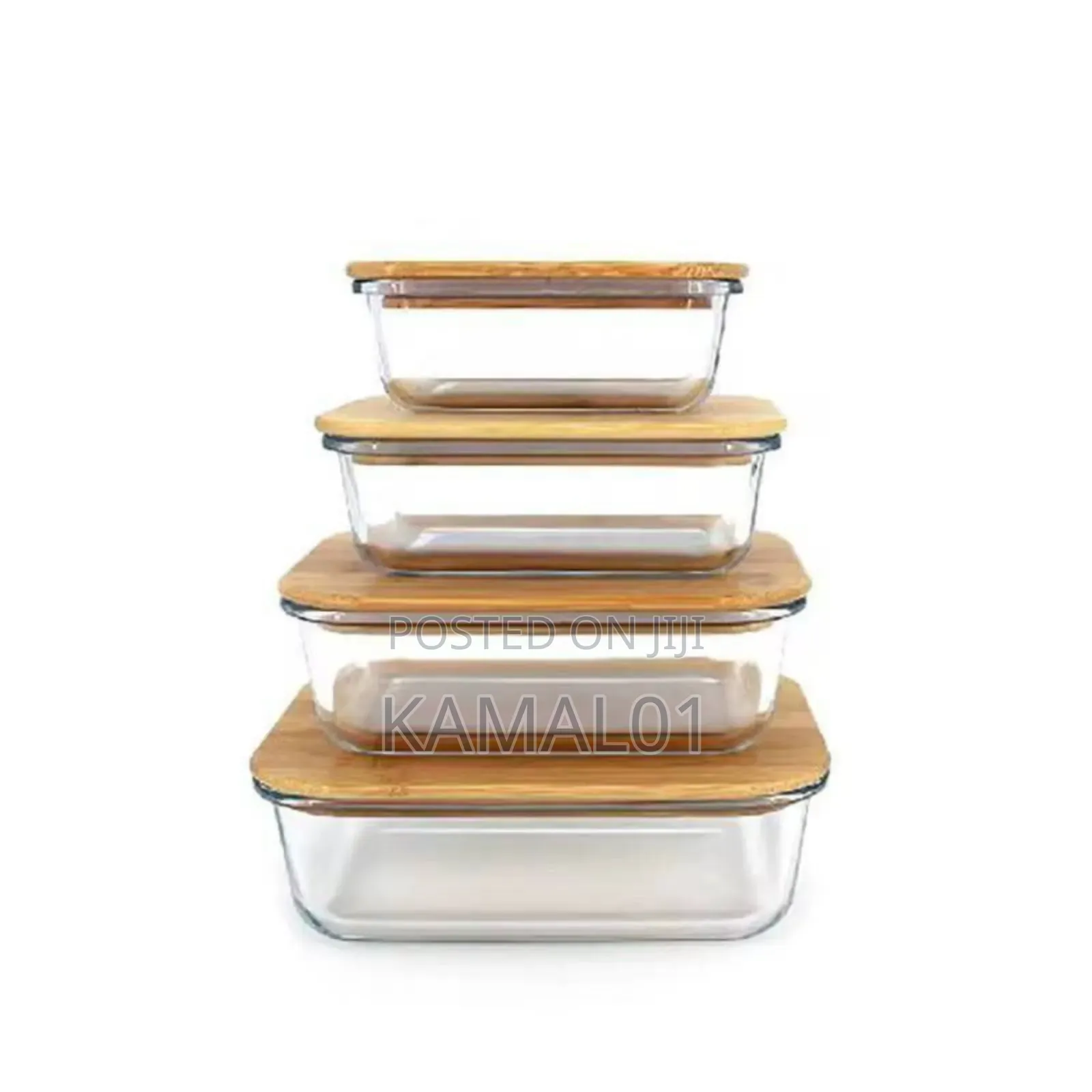 4pcs Lock Fresh Container With Bamboo Lid