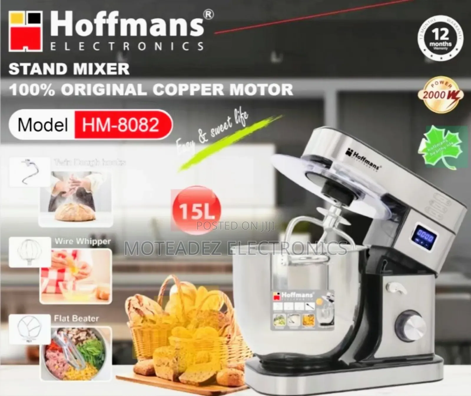 Hoffmans 15l Copper Coil Commercial Stand Cake Mixer