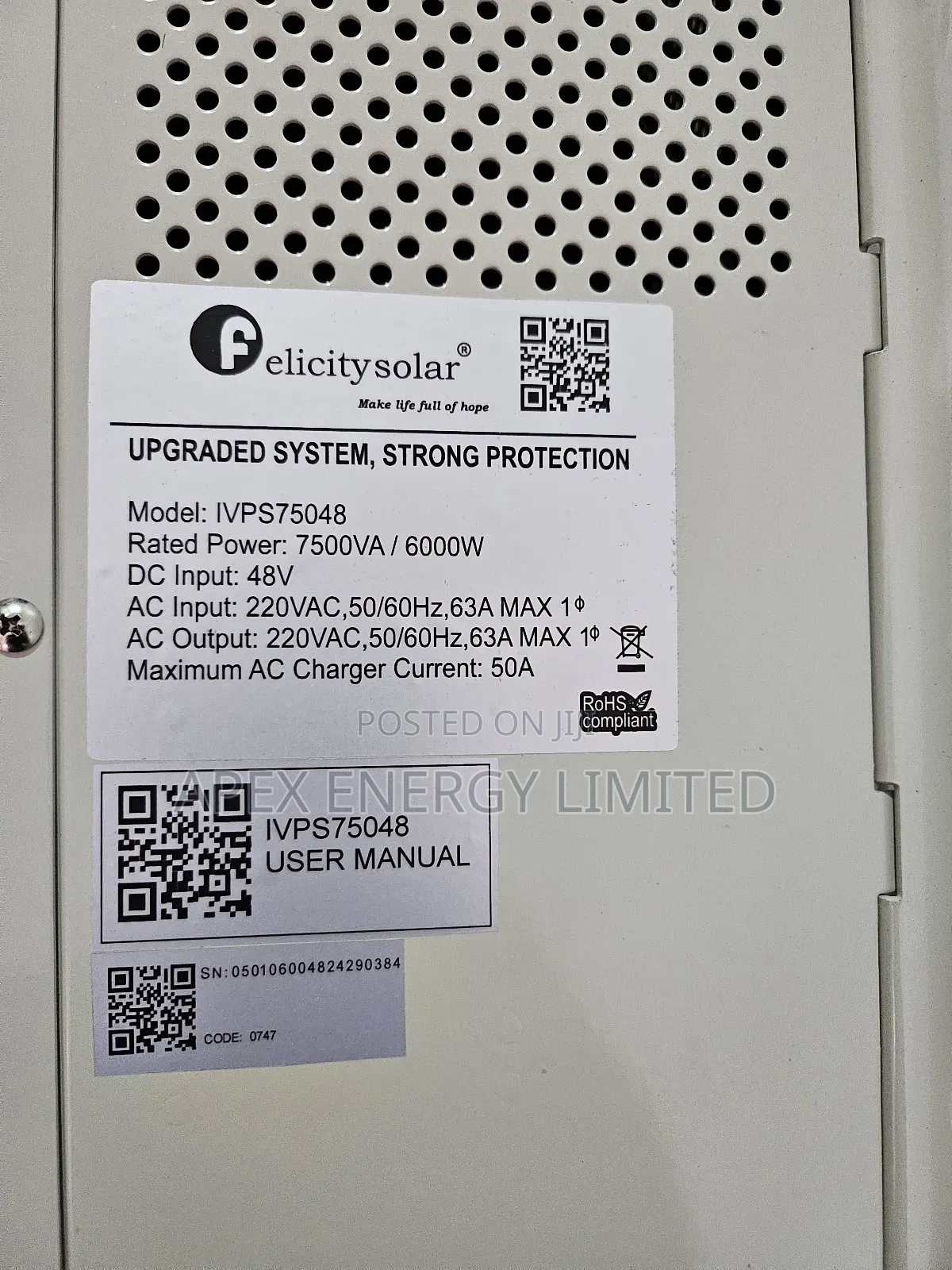 Felicity Solar 7.5kva Transformer Base Inverter