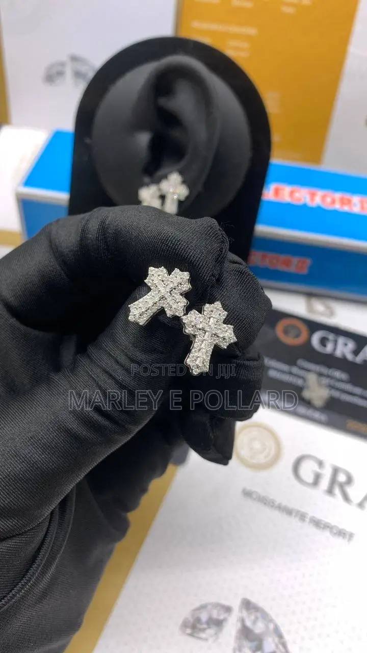 Moissanite Cross Punk Y2k Earrings 925 Sterling Silver