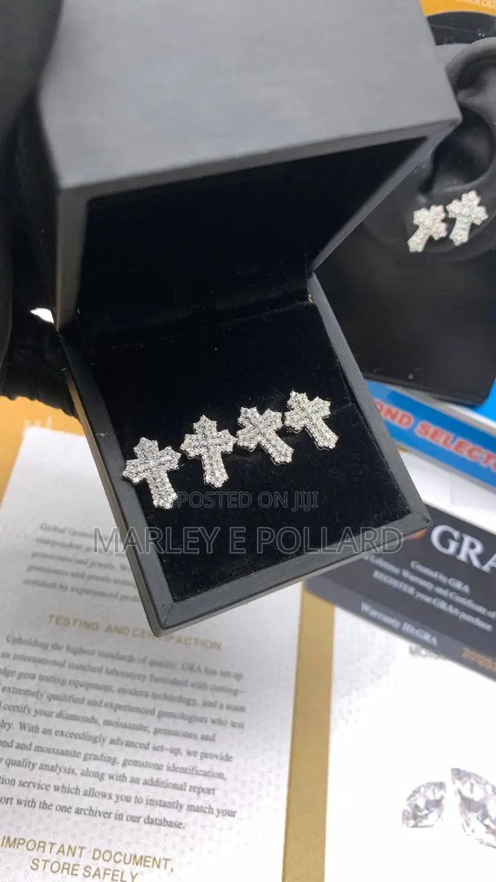 Moissanite Cross Punk Y2k Earrings 925 Sterling Silver