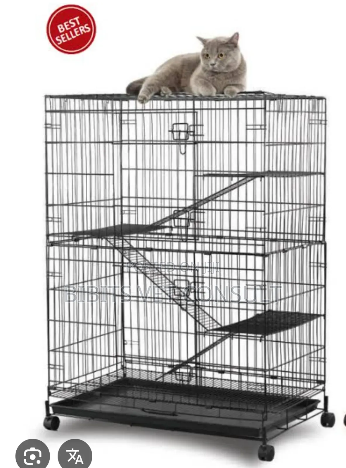 3 Tiers Cat Collapsible Cages With Wheels Large