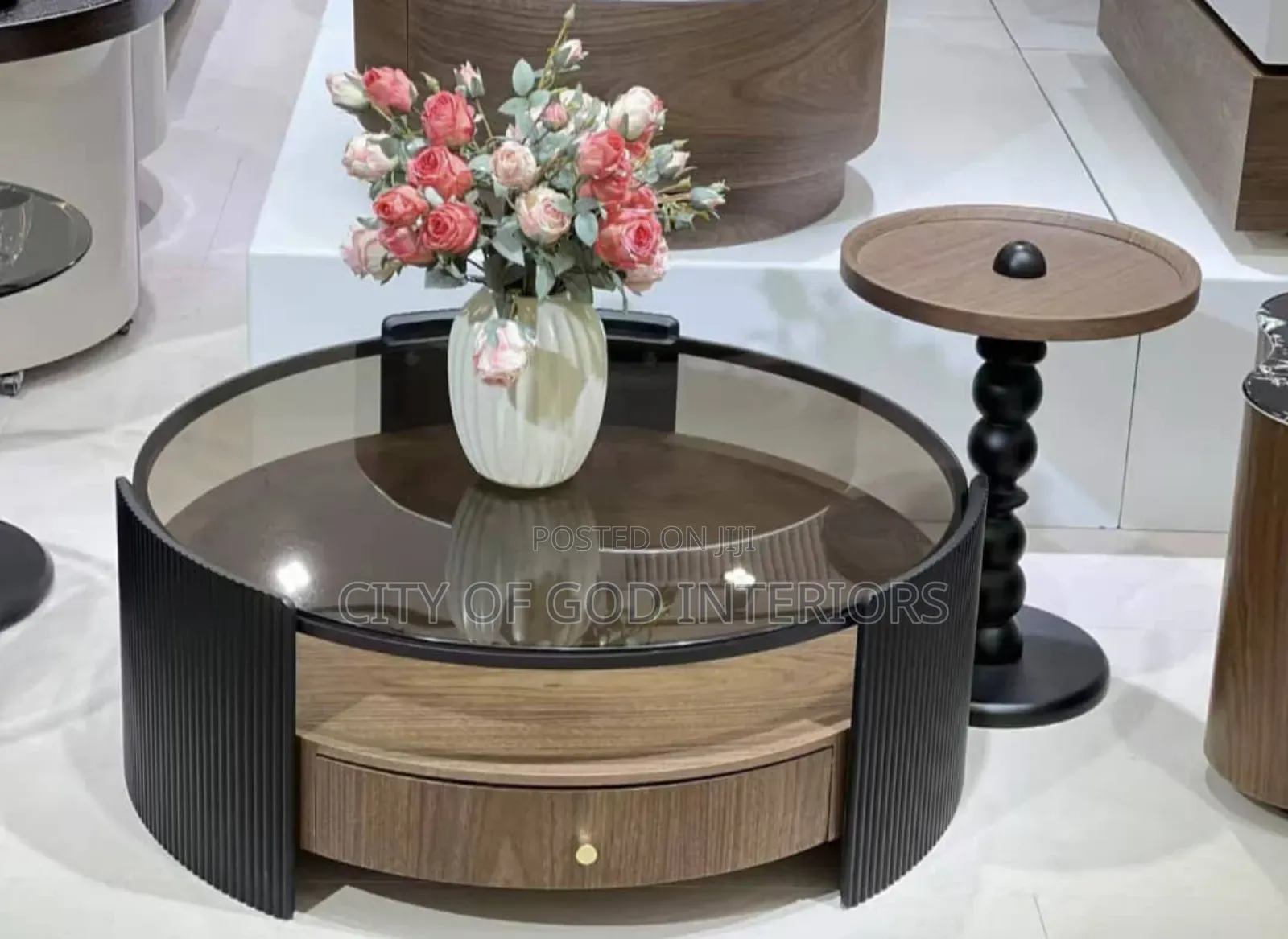 Imported Executive Center Table Set With Side Stool