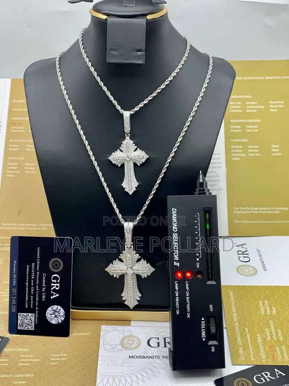 Moissanite Vintage Sterling Silver Cross Piece