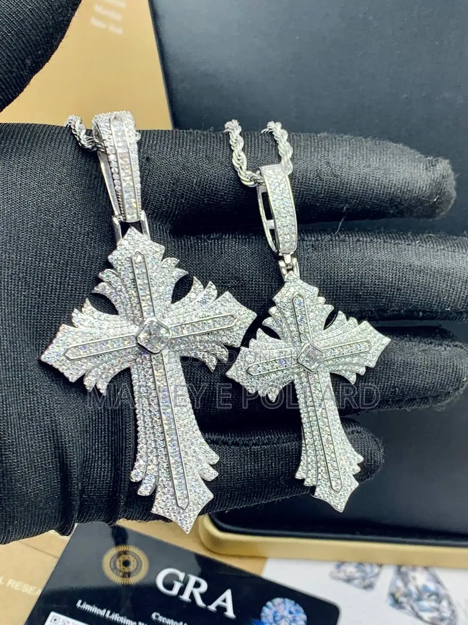 Moissanite Vintage Sterling Silver Cross Piece