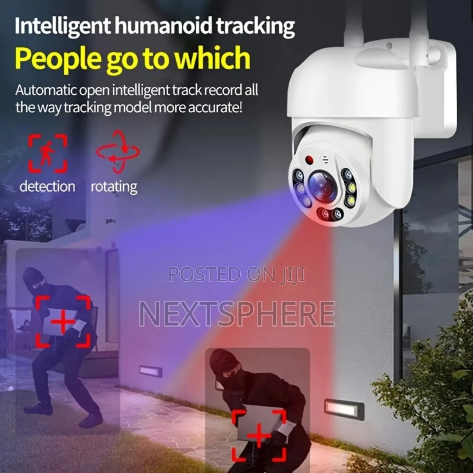 Wifi Security Camera, PTZ Auto -Tracking, Motion Sensor