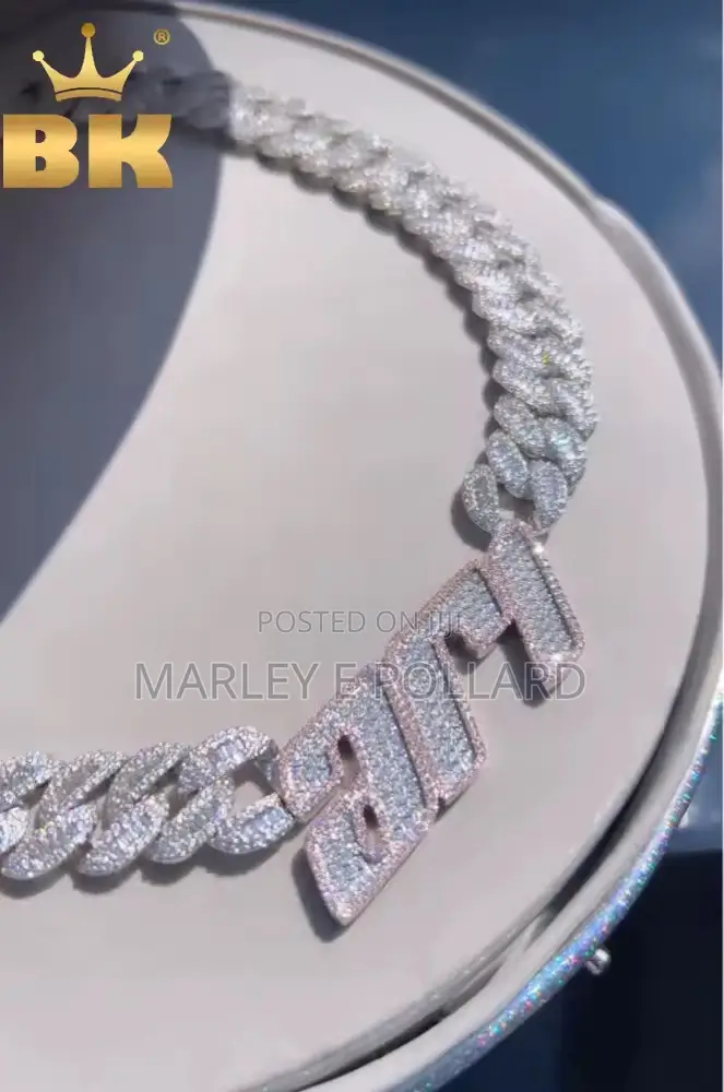 Aaa+ Cubic Zirconia Custom Letter Heavy Cuban Necklace