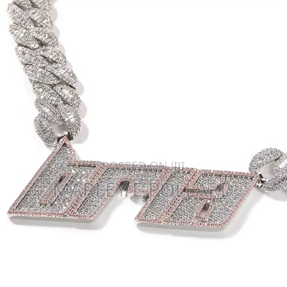 Aaa+ Cubic Zirconia Custom Letter Heavy Cuban Necklace