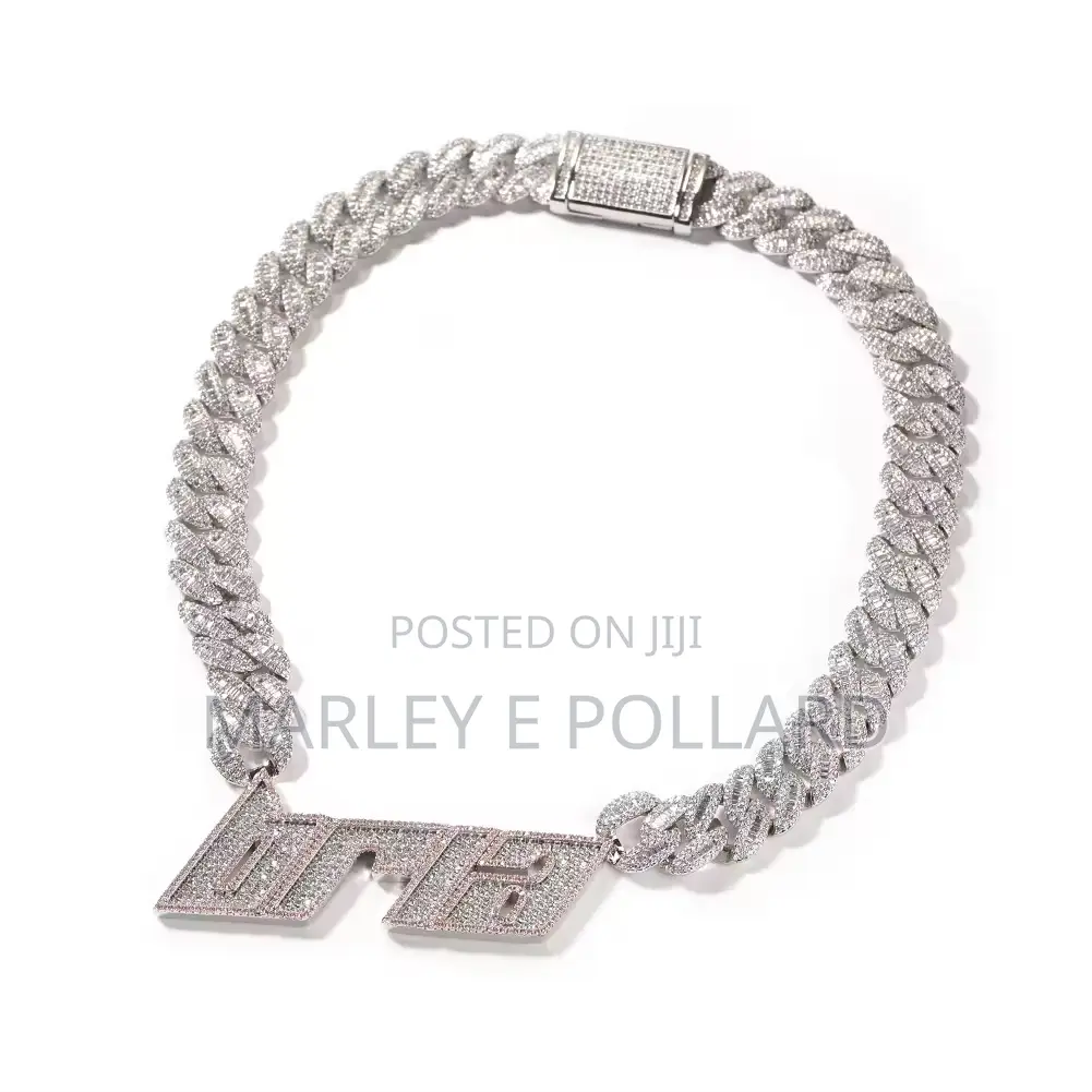 Aaa+ Cubic Zirconia Custom Letter Heavy Cuban Necklace