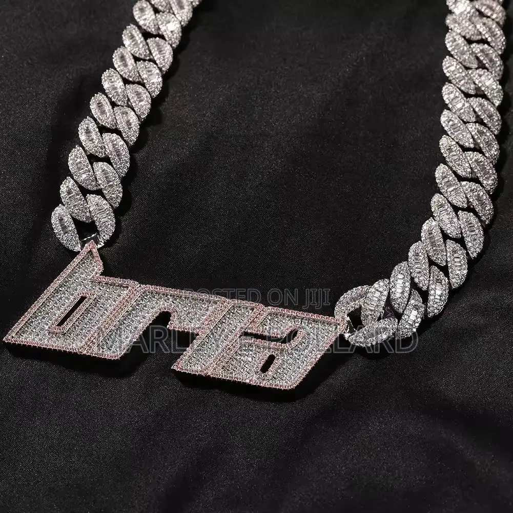 Aaa+ Cubic Zirconia Custom Letter Heavy Cuban Necklace