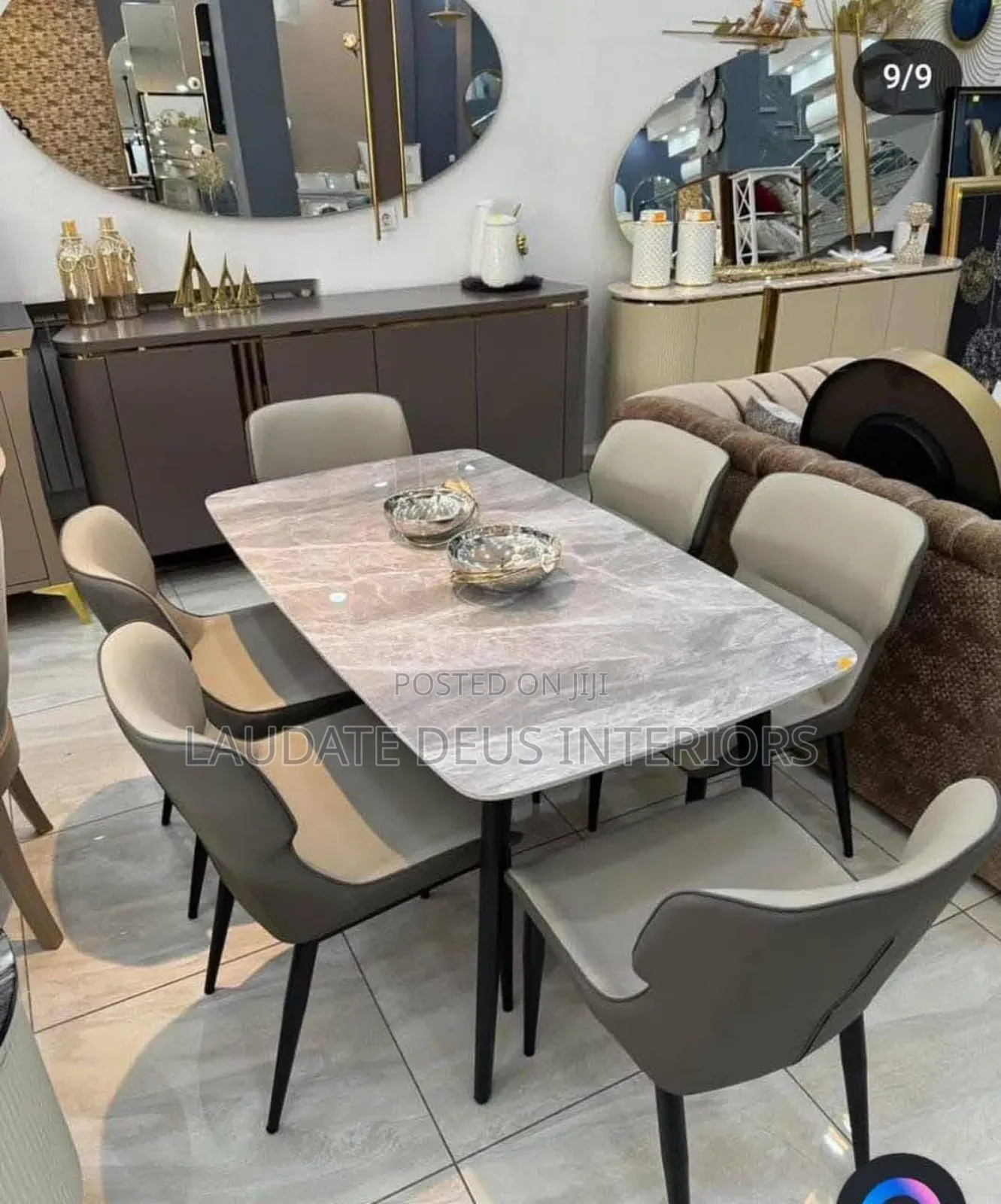 Contemporary 6 Sitters Marble Top Dining Table