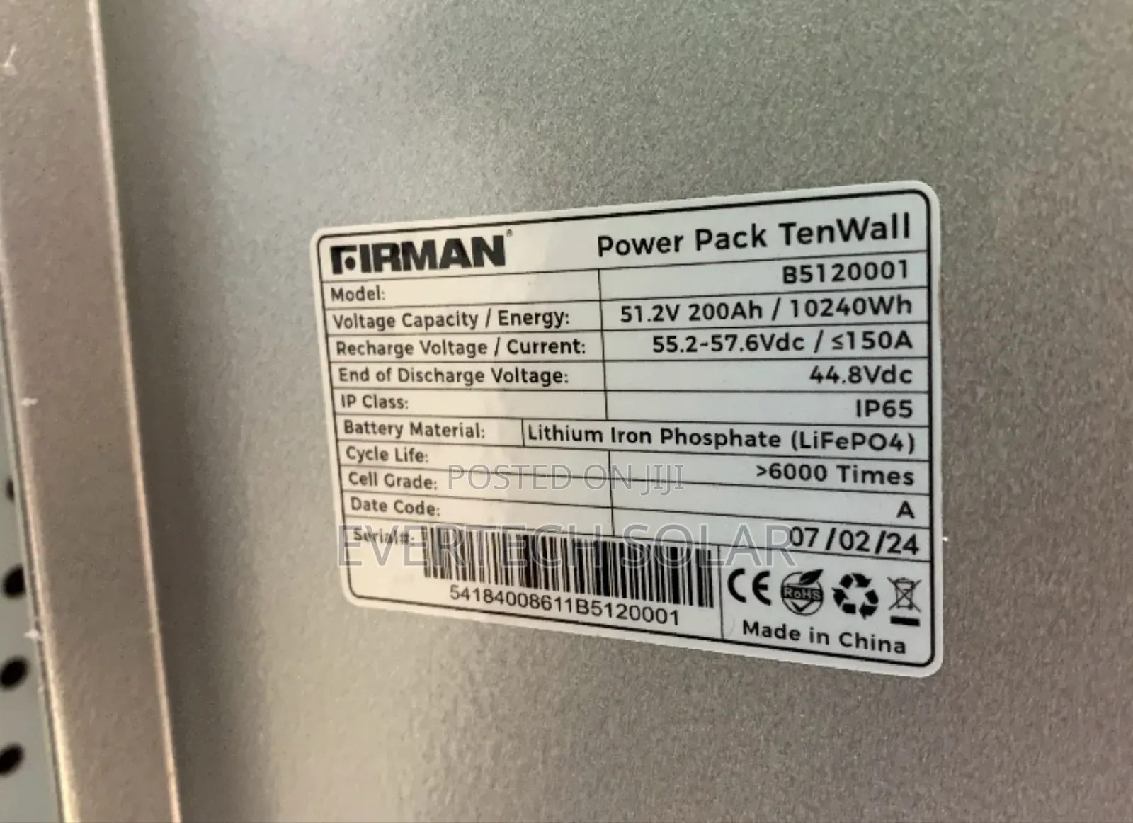 10kwhs Firman 51.2v Lithium  Battery