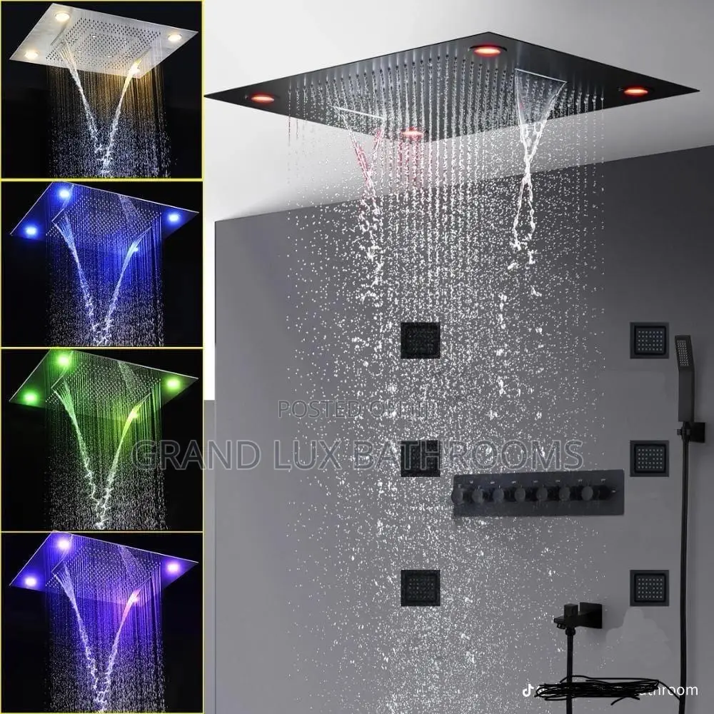 Luxury Led Ceiling-Mounted Rainfall Shower System