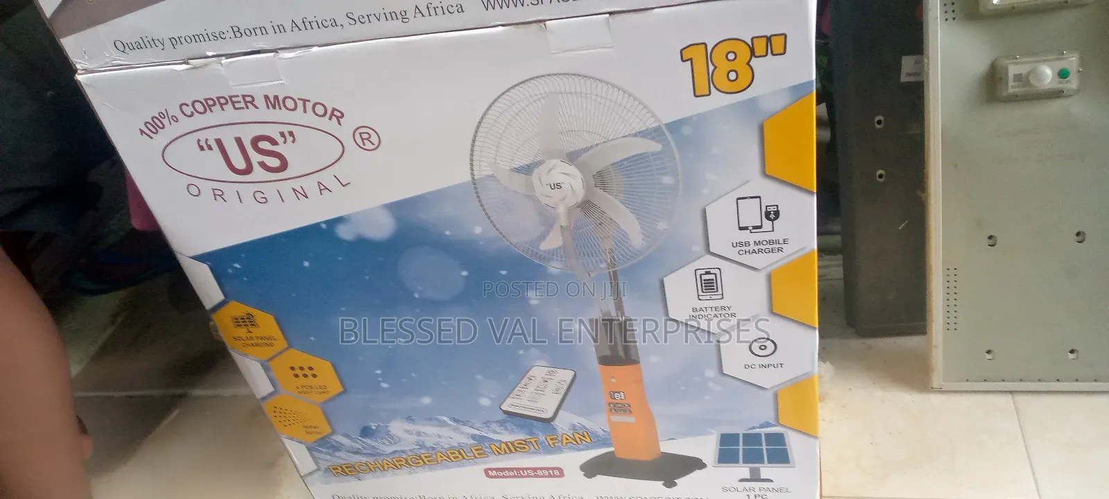 Us Original Rechargeable Stand Fan With Plan 100% Copper