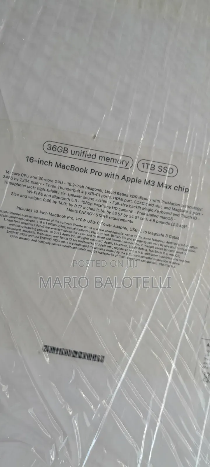 New Apple MacBook Pro 2023 M3 Max 16-Inch 32GB Apple M3 Max SSD 1T