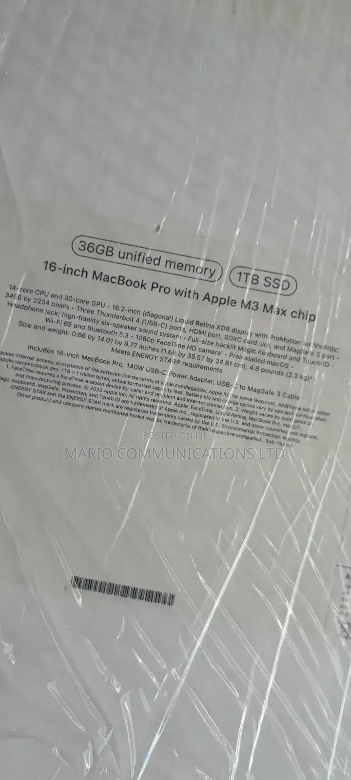 New Apple MacBook Pro 2023 M3 Max 16-Inch 32GB Apple M3 Max SSD 1T