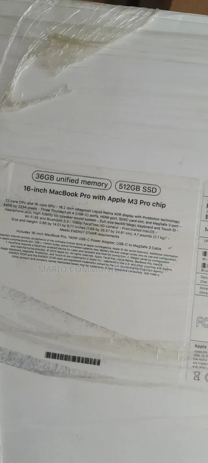 New Apple MacBook Pro 2023 M3 Pro 16-Inch 32GB Apple M3 Pro SSD 512GB