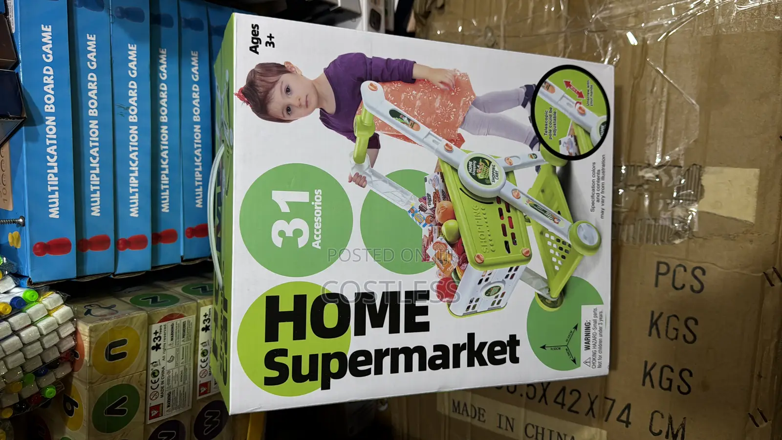 Supermarket Shopping Cart for Kids With Food Accessories