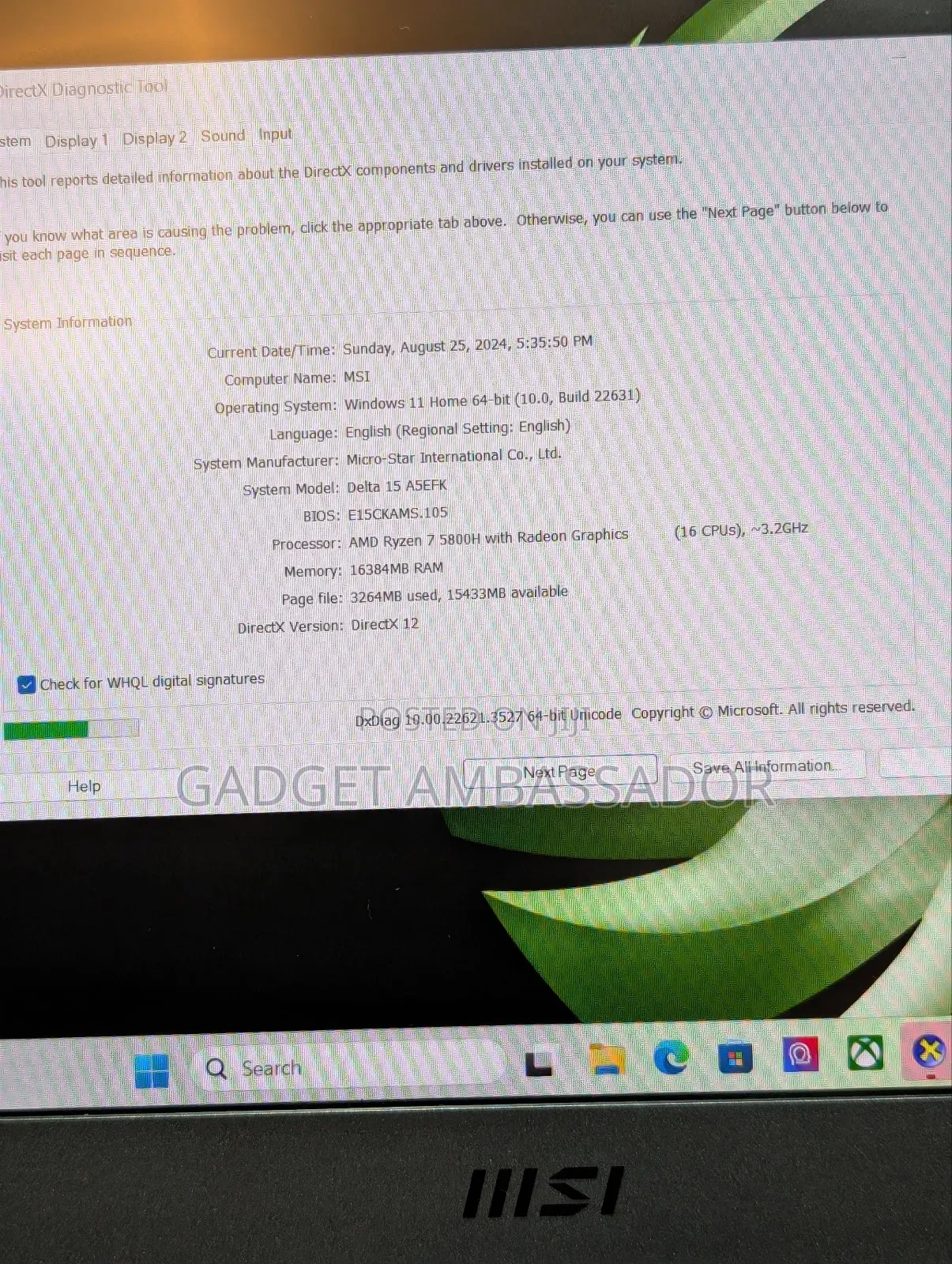 Laptop MSI 16GB AMD Ryzen 7 SSD 1T