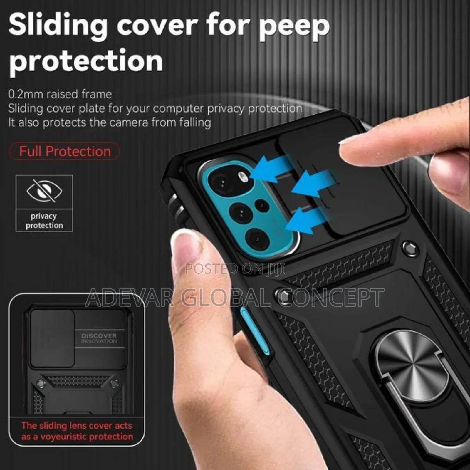 Motorola G22 Heavy Duty Protective Case Pouch Ring Kickstand