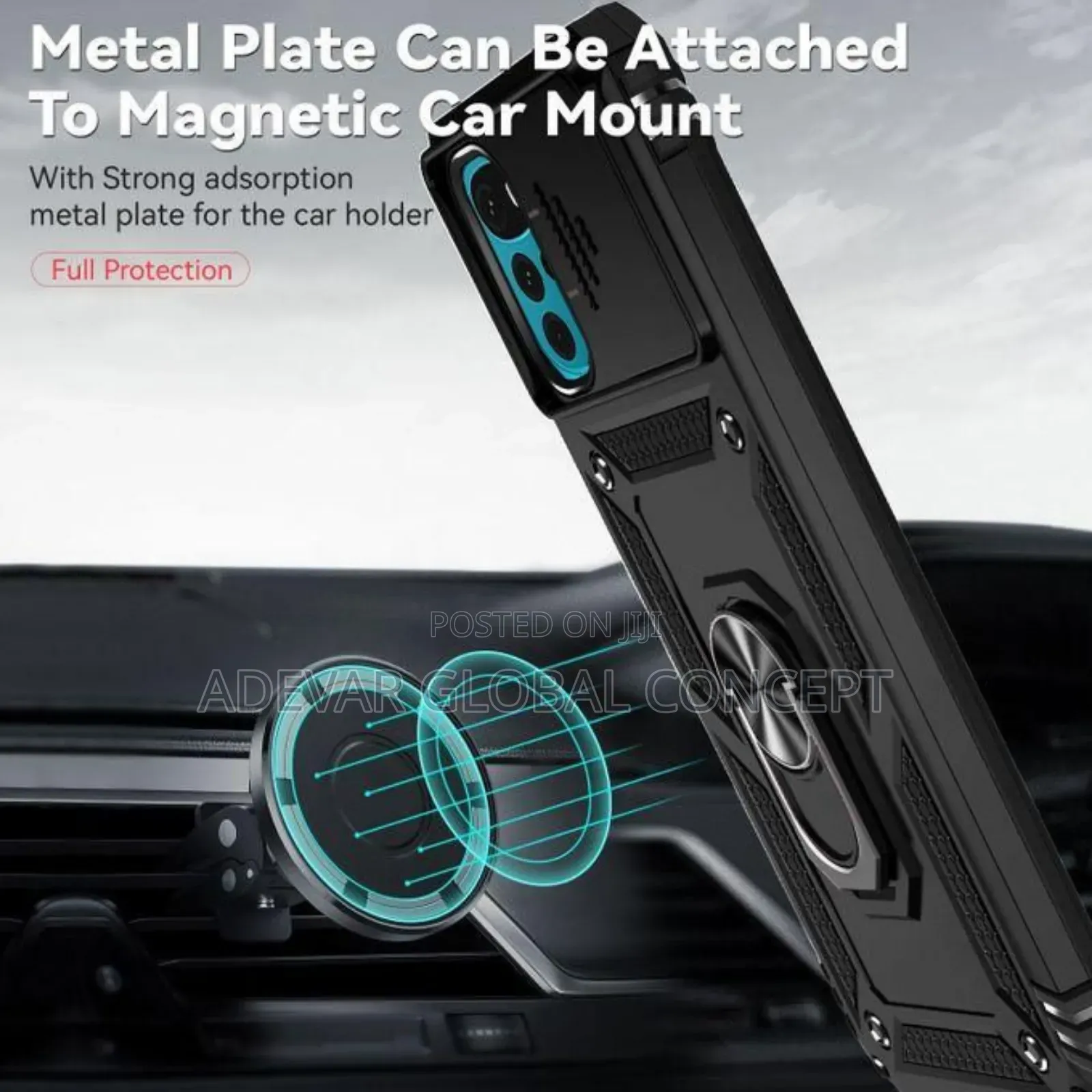 Motorola G22 Heavy Duty Protective Case Pouch Ring Kickstand