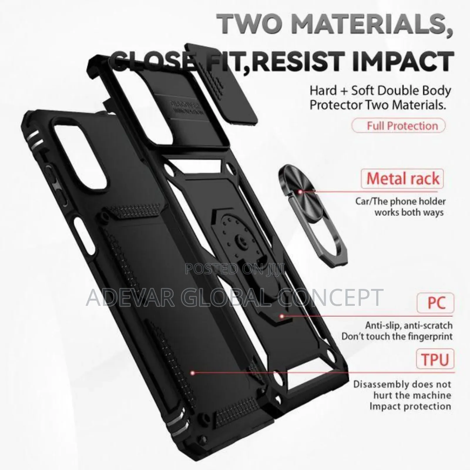 Motorola G22 Heavy Duty Protective Case Pouch Ring Kickstand